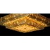 Tiered Square Glass and Crystal Gold Chandelier with 28 LED Bulbs